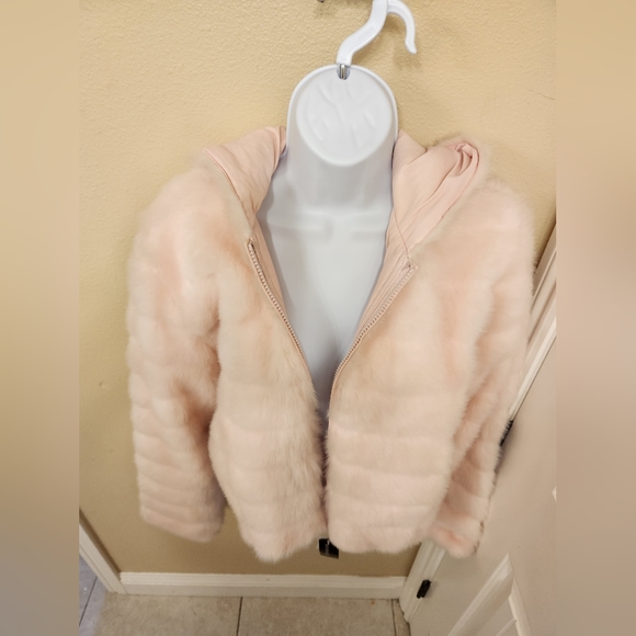Baby Pink Paris Blues Reversible Fur Jacket Size Large | Vintage | 2000's - Picture 3 of 11